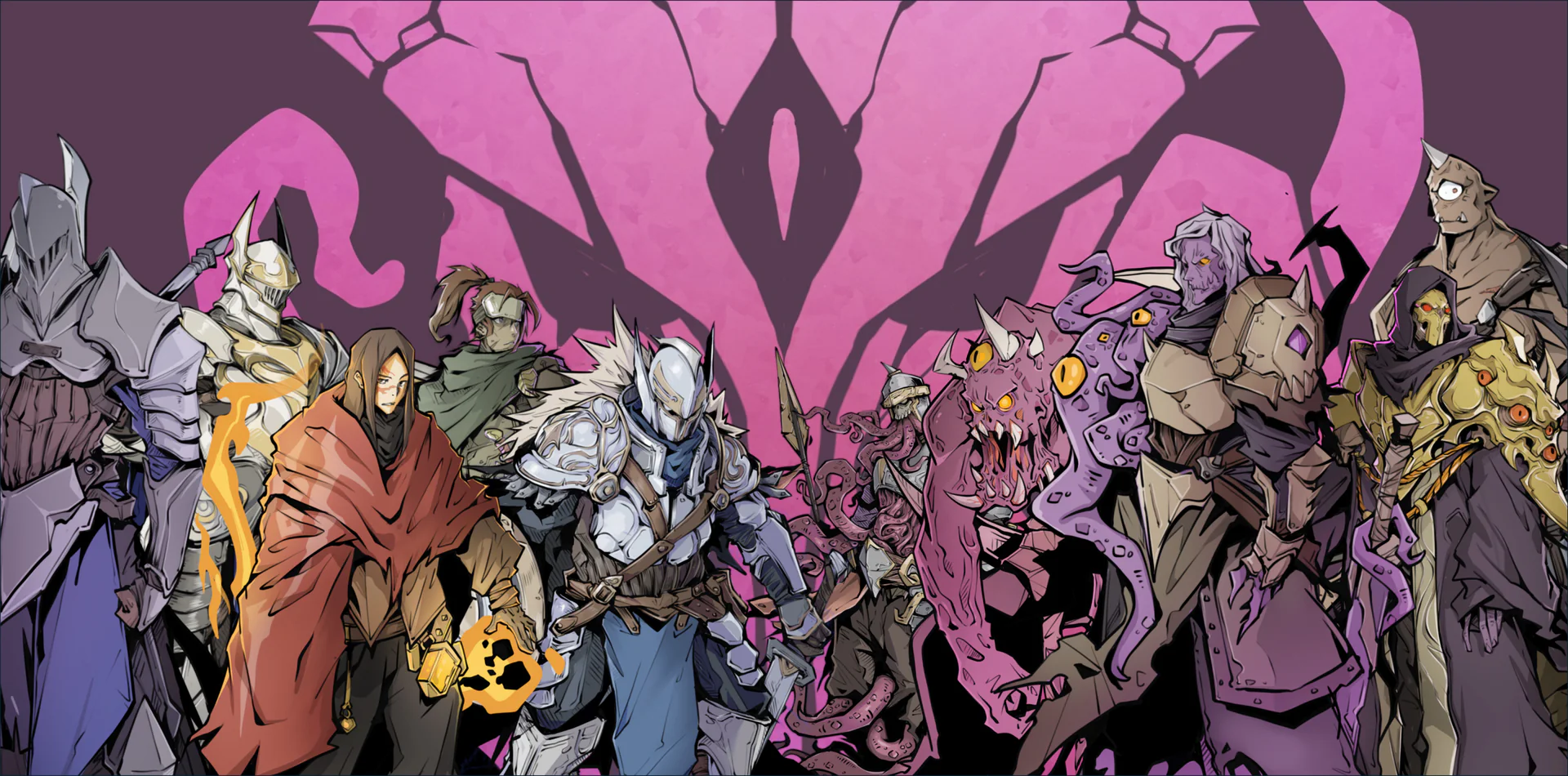 Dungeon Saga Heroes from the Justice and Evil alliances gathering together